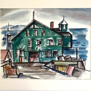 Watercolor Painting of Wharf by Ruth Halvorsen